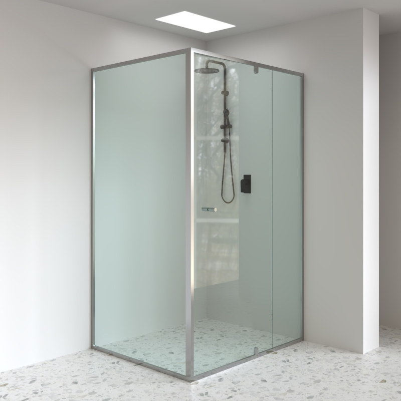 6mm Corner Semi Framed Shower Screens, L Shape, Pivot Door