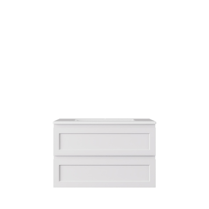 890*360*560mm Matte White Archill Federation Wall Hung Ensuite PVC Cabinet Left Hand Drawer