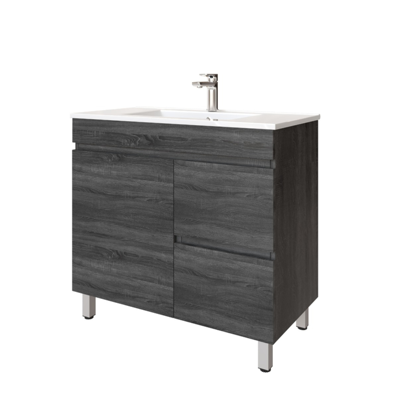 900mm Dark Grey MDF Bathroom Vanity Right Drawers Free Standing Cabinet Only