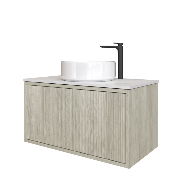 750mm Kiama Coastal Oak 1 Drawer Narrow Fluted Wall Hung Vanity Cabinet Only