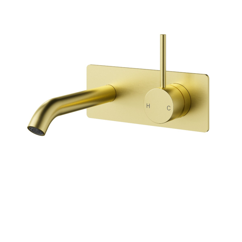 Otus Slimline Wall Basin Mixer Trim Kit Lever Up Brushed Gold