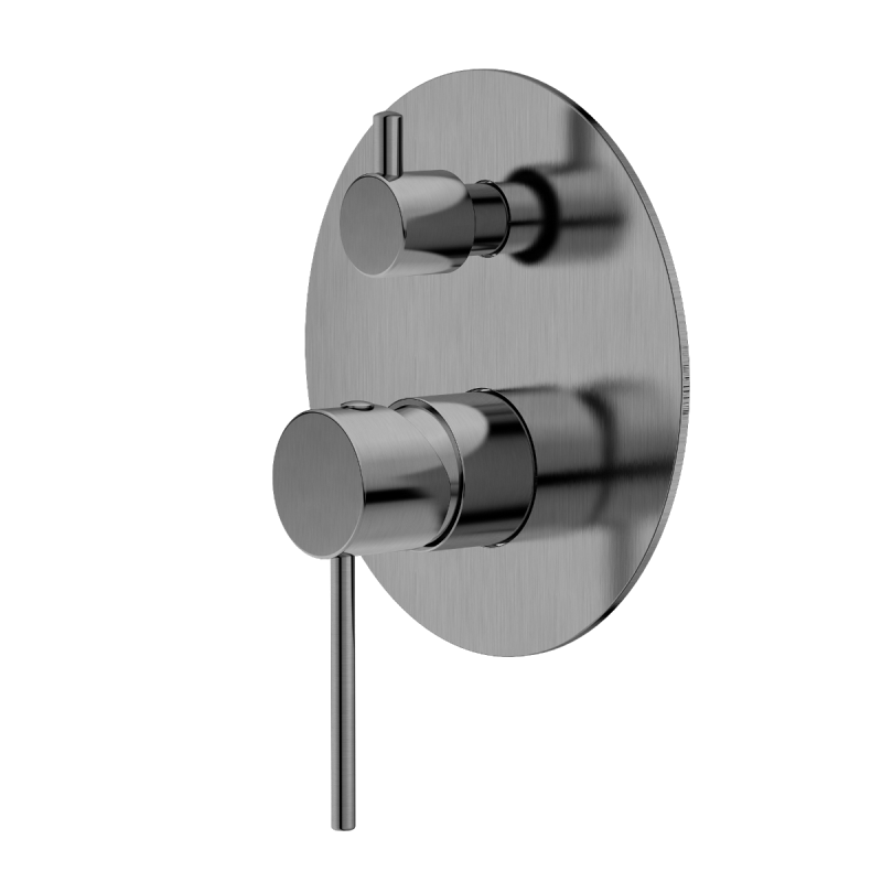 Round Brushed Nickel Shower Diverter Mixer