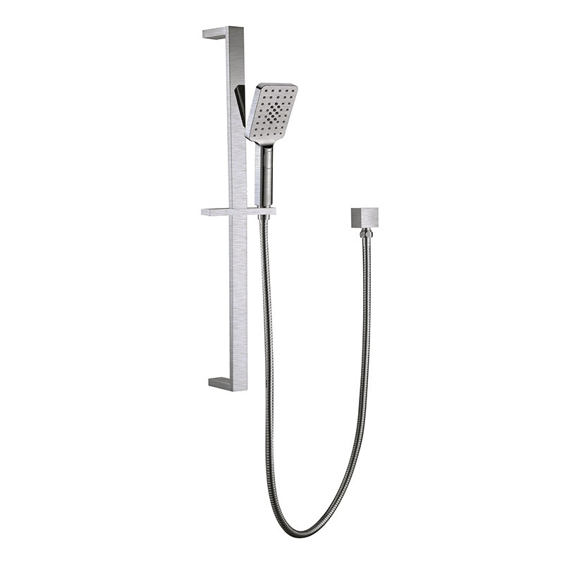 Eckig Brass Brushed Nickel Sliding Rail Shower 3 Spray Function Hand Shower Head