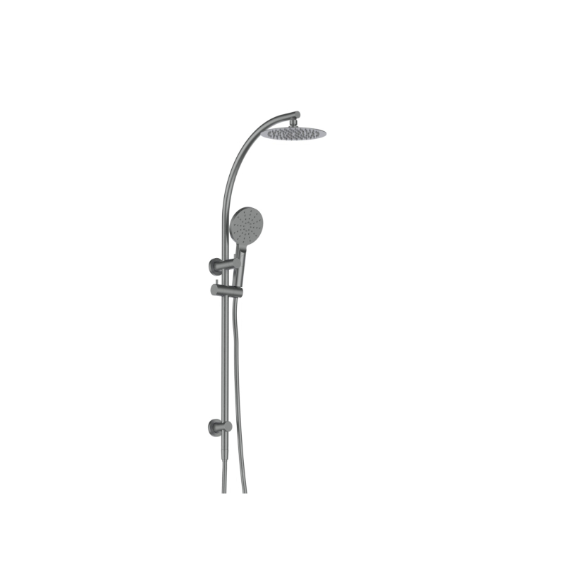 Rund Brushed Gun Metal Sliding Rail With 3 Spray Function Hand Shower