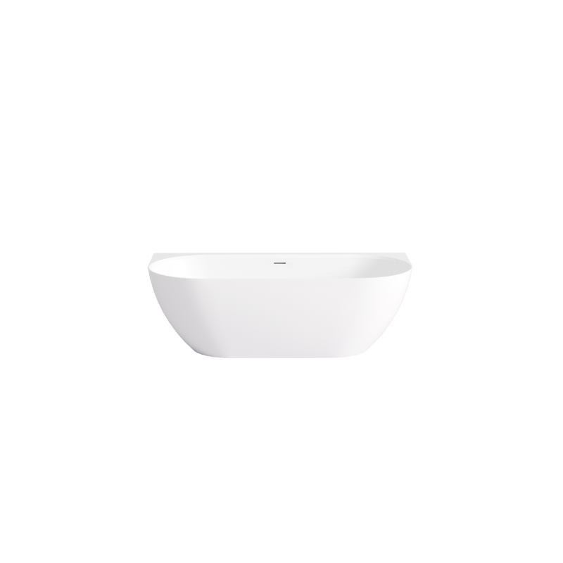 1500*770*551mm Matte White Ellips Back To Wall Free Standing Acrylic Bathtub  With Overflow Matte White Waste And Pipe Included