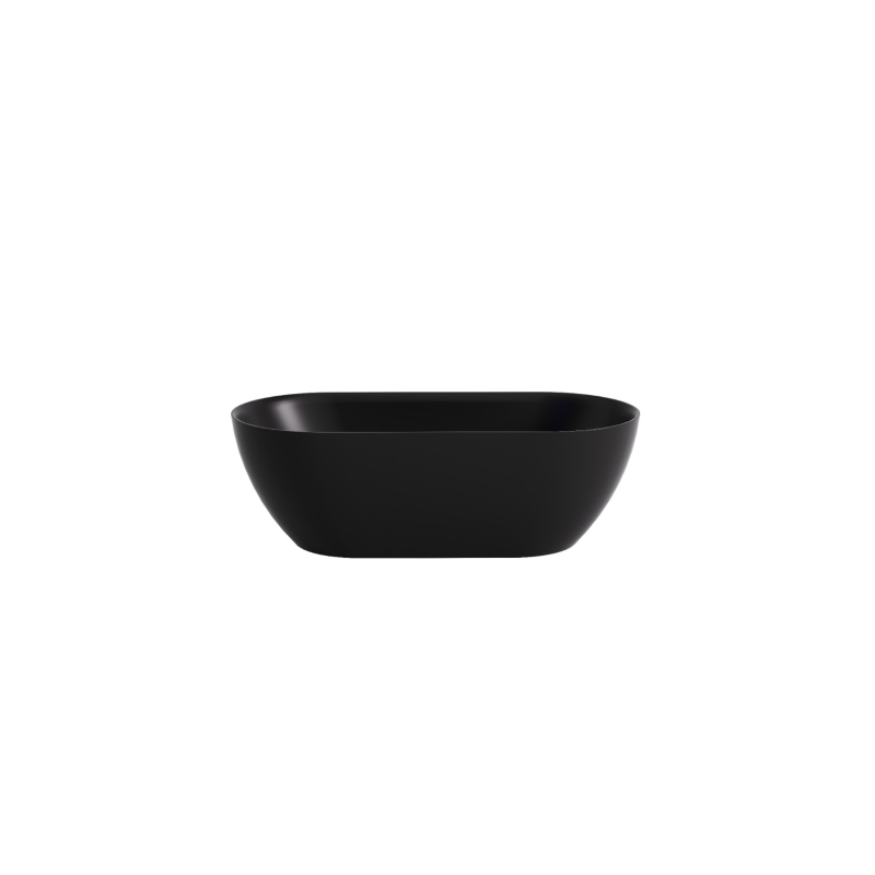 1700*805*550mm Matte Black Ellips Slim Acrylic Freestanding Bathtub No Overflow Matte Black Waste And Pipe Inlcuded