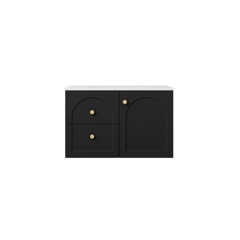 740*455*470mm Matte Black Chester Federation Wall Hung PVC Cabinet,Left Hand Drawers