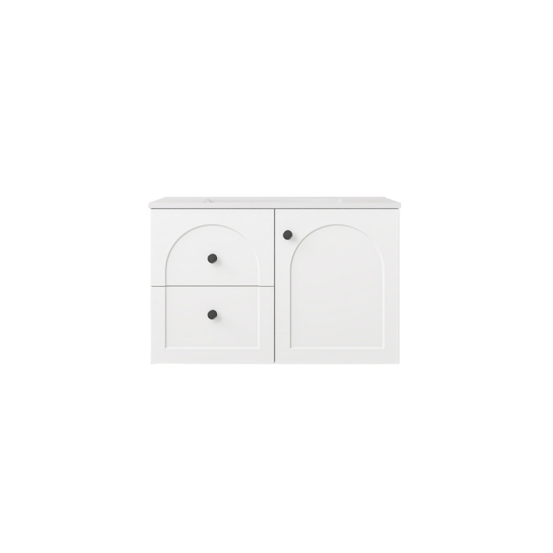 740*455*470mm Matte White Chester Federation Wall Hung PVC Cabinet,Left Hand Drawers