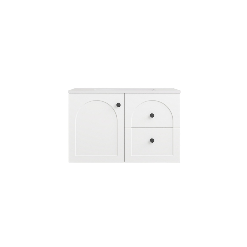 740*455*470mm Matte White Chester Federation Wall Hung PVC Cabinet,Right Hand Drawers