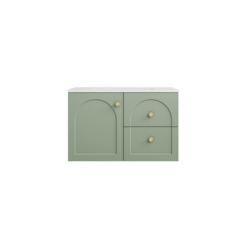 740*455*470mm Olive Green Chester Federation Wall Hung PVC Cabinet,Right Hand Drawers