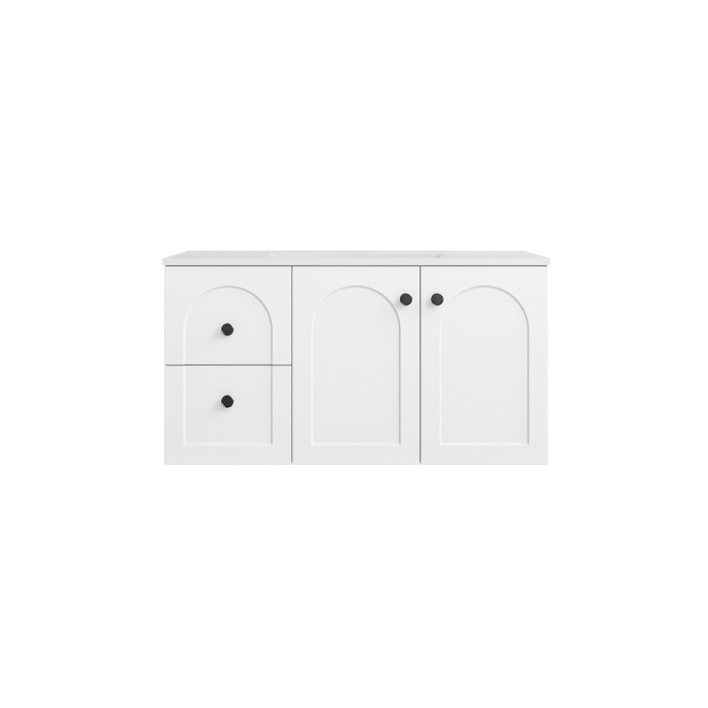 890*455*470mm Matte White Chester Federation Wall Hung PVC Cabinet,Left Hand Drawers