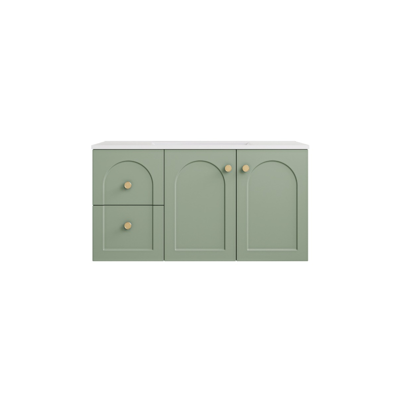 890*455*470mm Olive Green Chester Federation Wall Hung PVC Cabinet,Left Hand Drawers