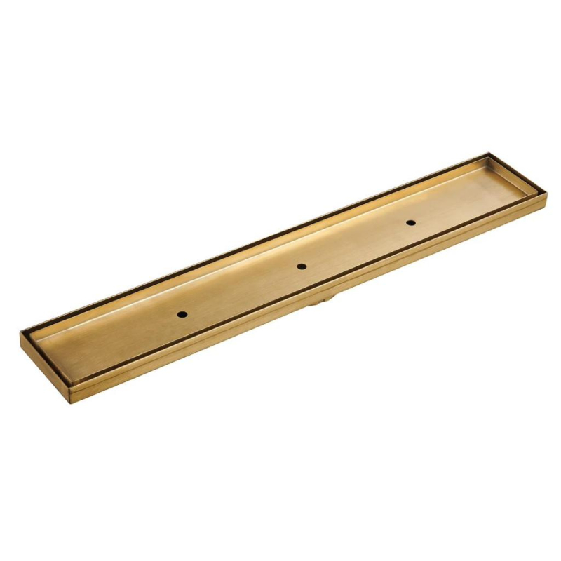 3000*100*21mm Electroplated Gold Tile Insert Drain Centre Outlet 80mm