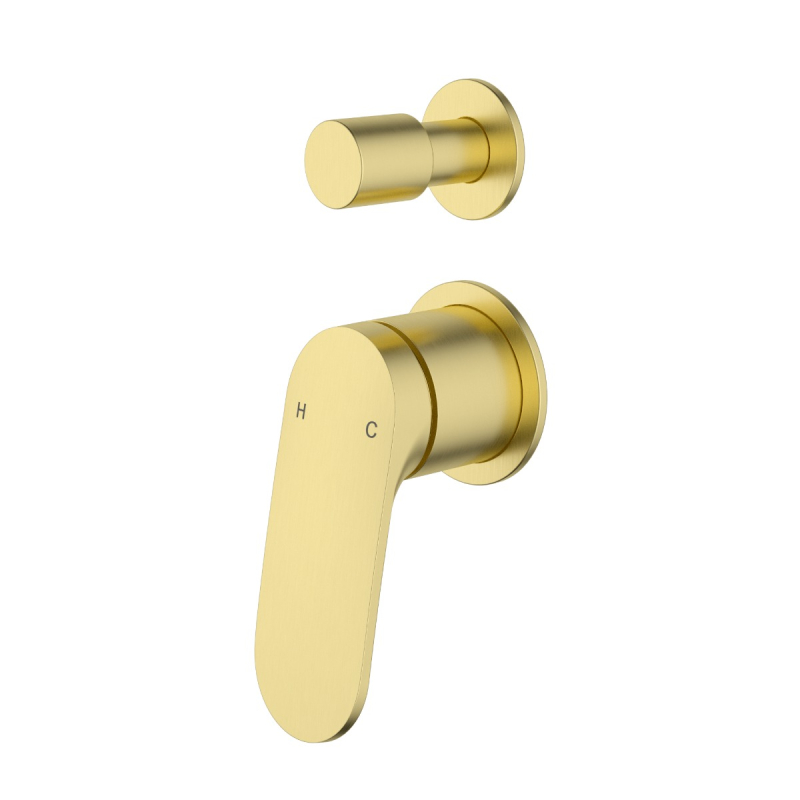 Sulu II Wall Diverter Mixer Trim Kits With Separate Cover Plate Brushed Gold
