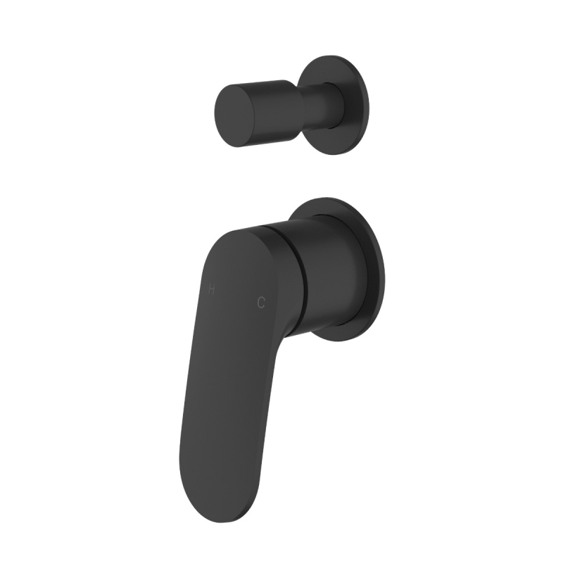Sulu II Wall Diverter Mixer Trim Kits With Separate Cover Plate Matt Black