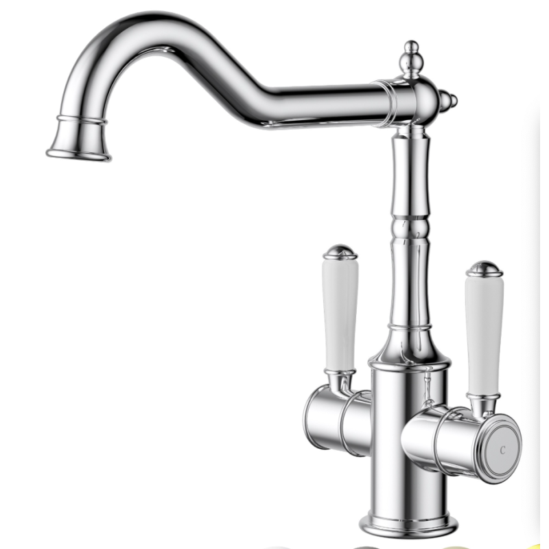 Clasico Twin Handle Sink Mixer Ceramic Handle Chrome