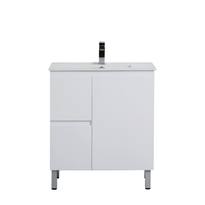 740*355*860mm Ensuite Gloss White Alpha Ensuite Free Standing PVC Vanity,Left Hand Drawers
