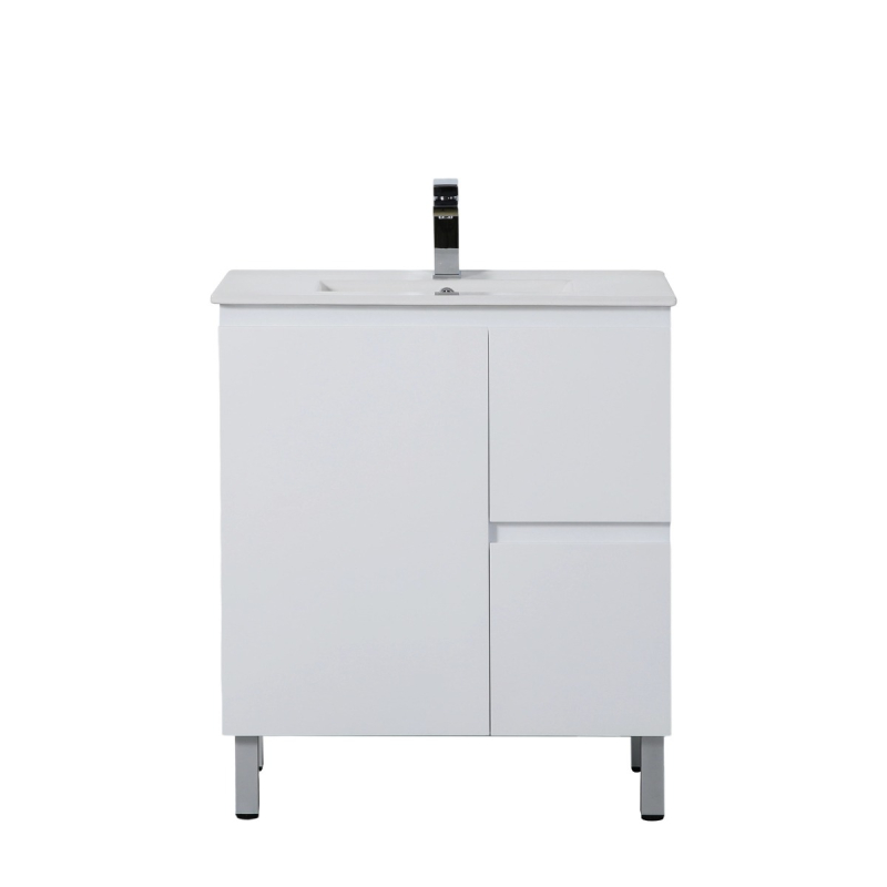 740*455*860mm Gloss White Alpha Free Standing PVC Vanity,Right Hand Drawers