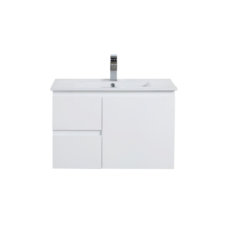 740*455*480mm Gloss White Alpha Wall Hung PVC Vanity,Left Hand Drawers