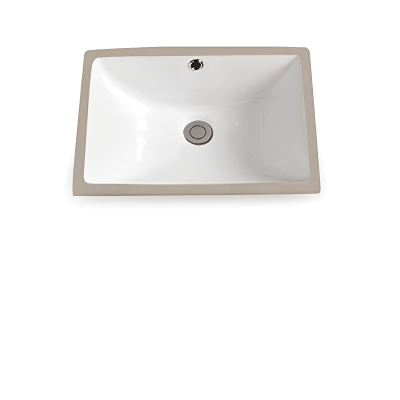 460*335*190mm Gloss White Crete Fine Ceramic Under Counter Basin With Overflow 32mm Waste