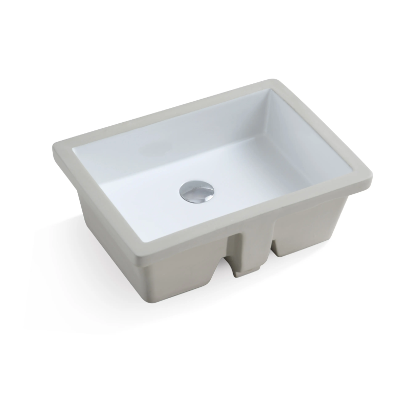 437*310*170mm Gloss White Crete Fine Ceramic Under Counter Basin With Overflow 32mm Waste