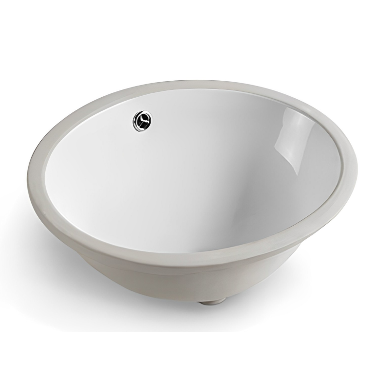 340*340*200mm Gloss White Elipps Fine Ceramic Under Counter Basin With Overflow 32mm Waste