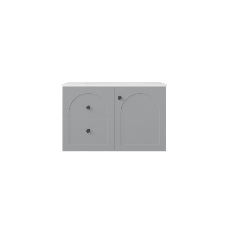 740*455*470mm Matte Grey Chester Federation Wall Hung PVC Cabinet,Left Hand Drawers
