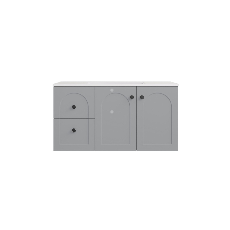 890*455*470mm Matte Grey Chester Federation Wall Hung PVC Cabinet,Left Hand Drawers