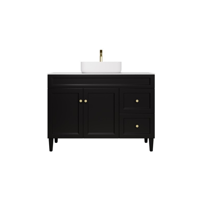 1190X455X860 Matte Black Harold Federation Free Standing PVC Cabinet Right Hand Drawers