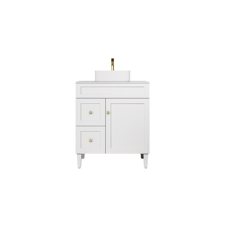 740X455X860mm Matte White Harold Federation Free Standing PVC Cabinet Left Hand Drawers