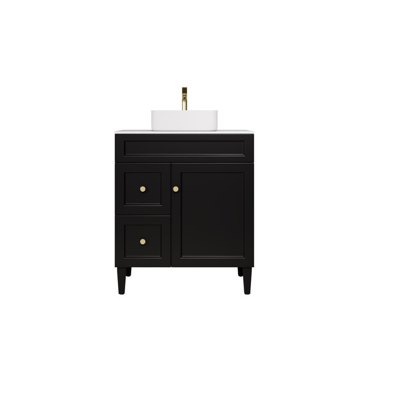 740X455X860 Matte Black Harold Federation Free Standing PVC Cabinet Left Hand Drawers