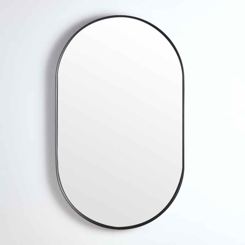 450X900X35mm Matte Black Ellips Frame Mirror