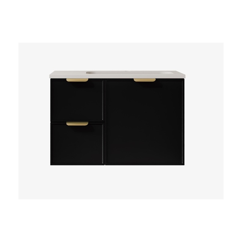 740*455*560mm Matte Black Madura Federation Wall Hung PVC Cabinet Left Hand Drawers