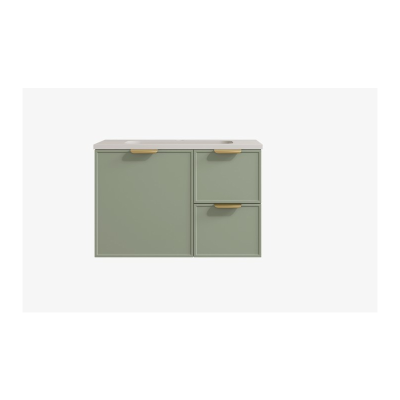 740*455*560mm Olive Green Madura Federation Wall Hung PVC Cabinet Right Hand Drawers