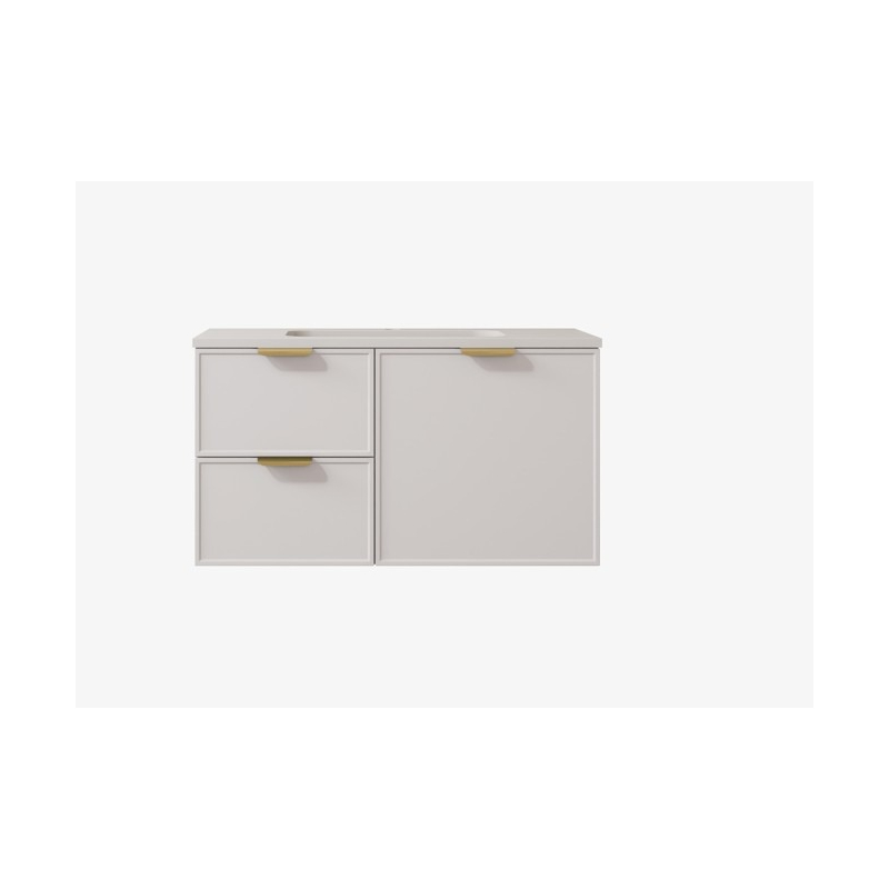890*455*560mm Matte White Madura Federation Wall Hung PVC Cabinet Left Hand Drawers
