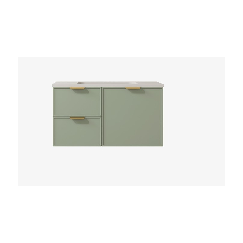 890*455*560mm Olive Green Madura Federation Wall Hung PVC Cabinet Left Hand Drawers