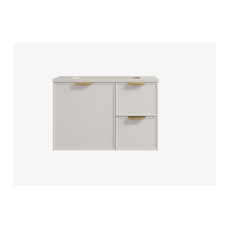 890*455*560mm Matte White Madura Federation Wall Hung PVC Cabinet Right Hand Drawers