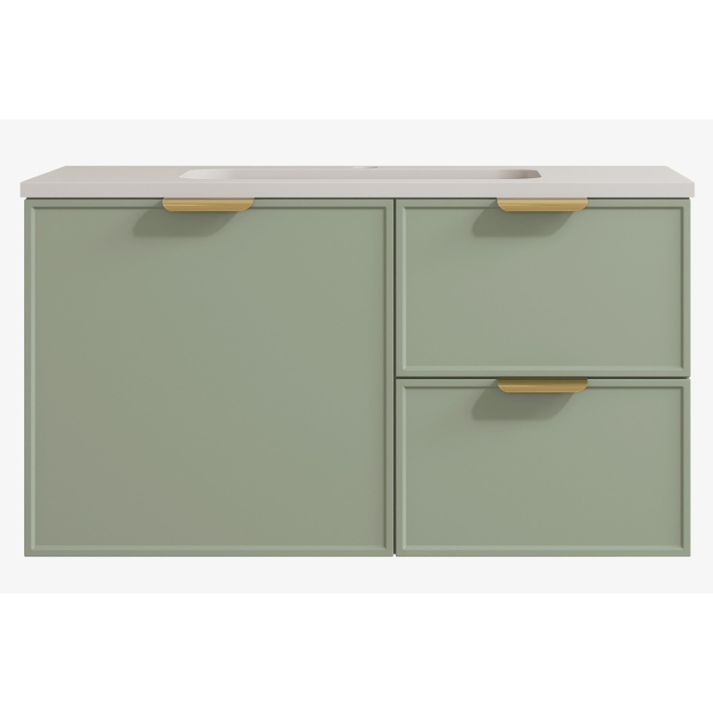 890*455*560mm Olive Green Madura Federation Wall Hung PVC Cabinet Right Hand Drawers