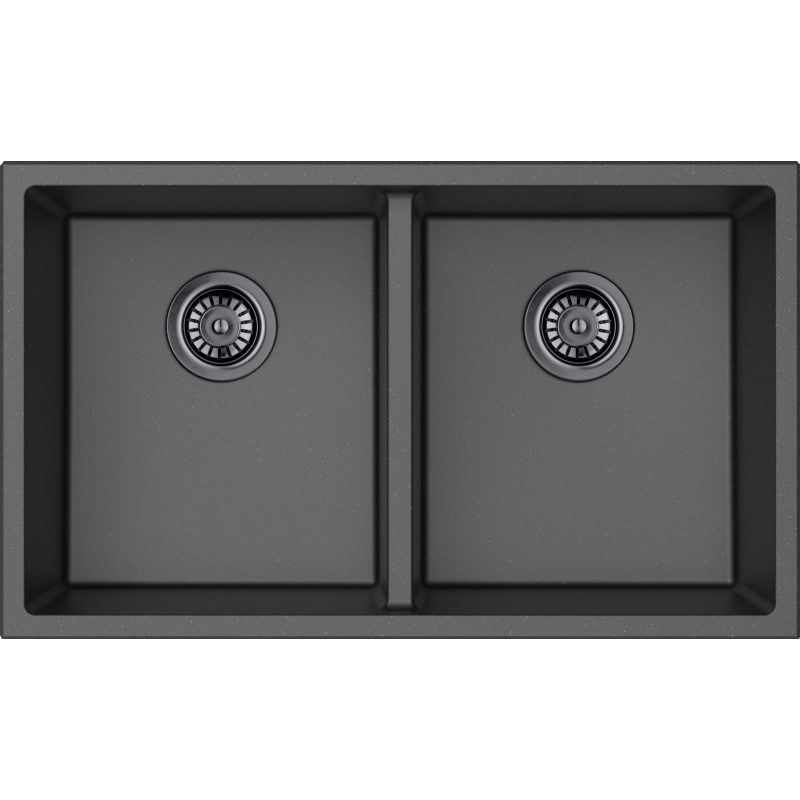 Size:762*457*241mm Bowl:710*405*228mm Matte Black Crete Granite Sink Double Bowl