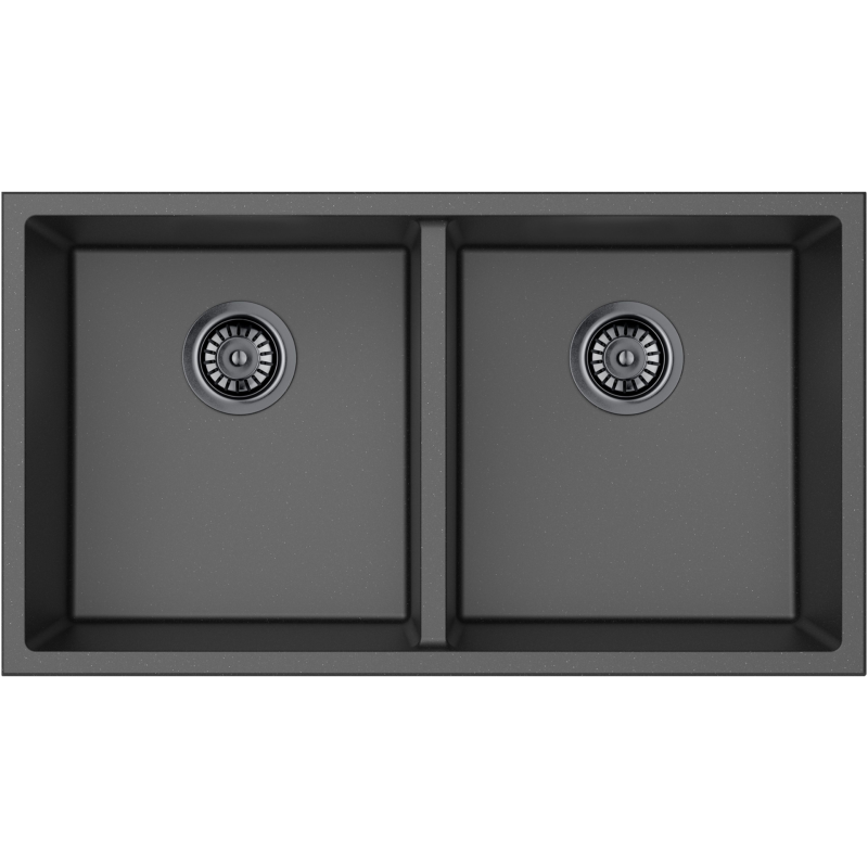 Size:813*457*241mm Bowl:761*405*241mm Matte Black Crete Granite Sink Double Bowl