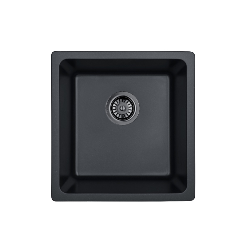 Size:430*450*235mm Bowl:397X380X235mm Matte Black Crete Granite Sink Single Bowl