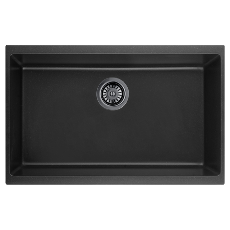 Size:730*460*207mm Bowl:398X698X207mm Matte Black Crete Granite Sink Single Bowl