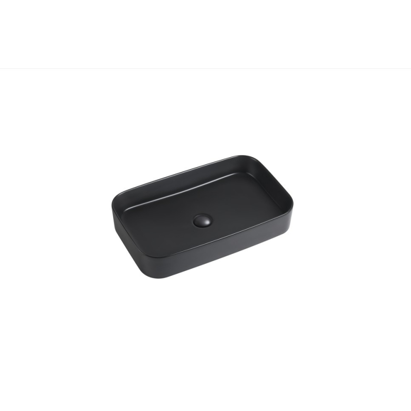 605*375*113mm Matte Black Kliff Fine Ceramic Above Counter Basin No Overflow 32mm Waste
