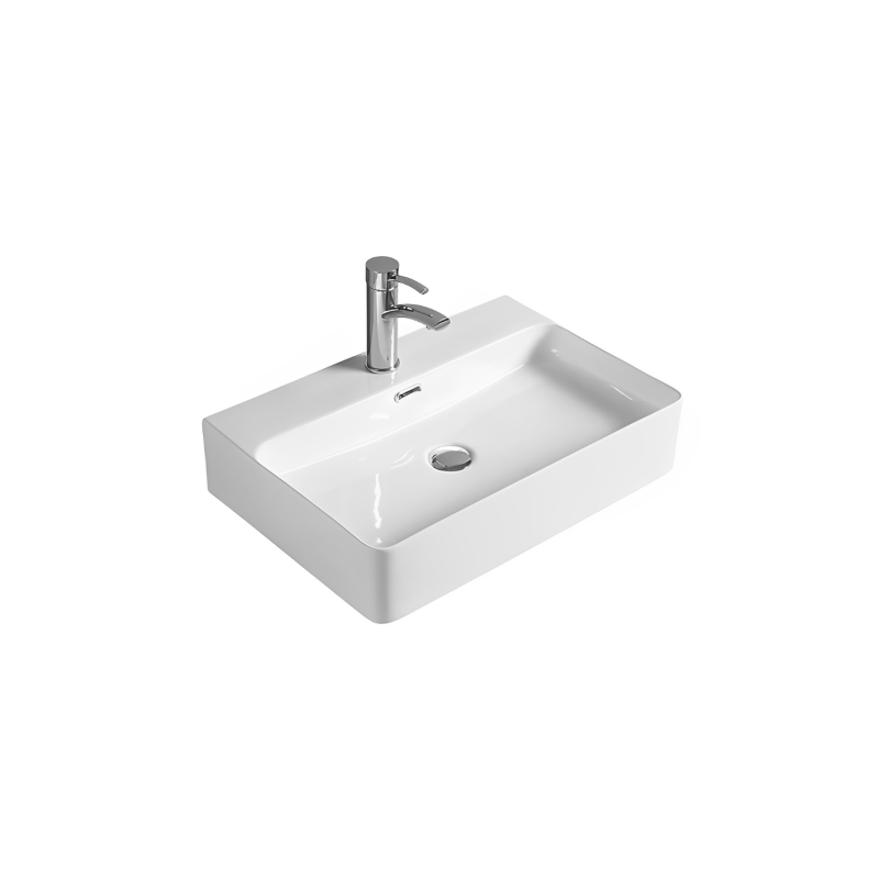 515*425*135mm Gloss White Kliff Fine Ceramic Wall Hung/Above Counter Basin Tap Hole With Overflow 32mm Waste