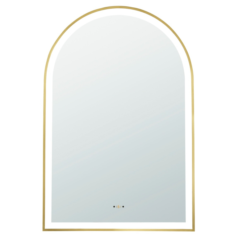 Size: 600(W)*900mm(H) Brushed Gold Ellips Framed LED Mirror
