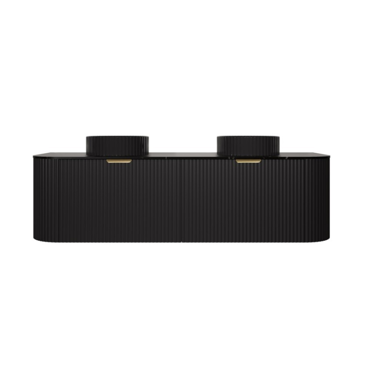 1490X455X400mm Matte Black Agena Modern Fluted Wall Hung Vanity PVC Cabinet