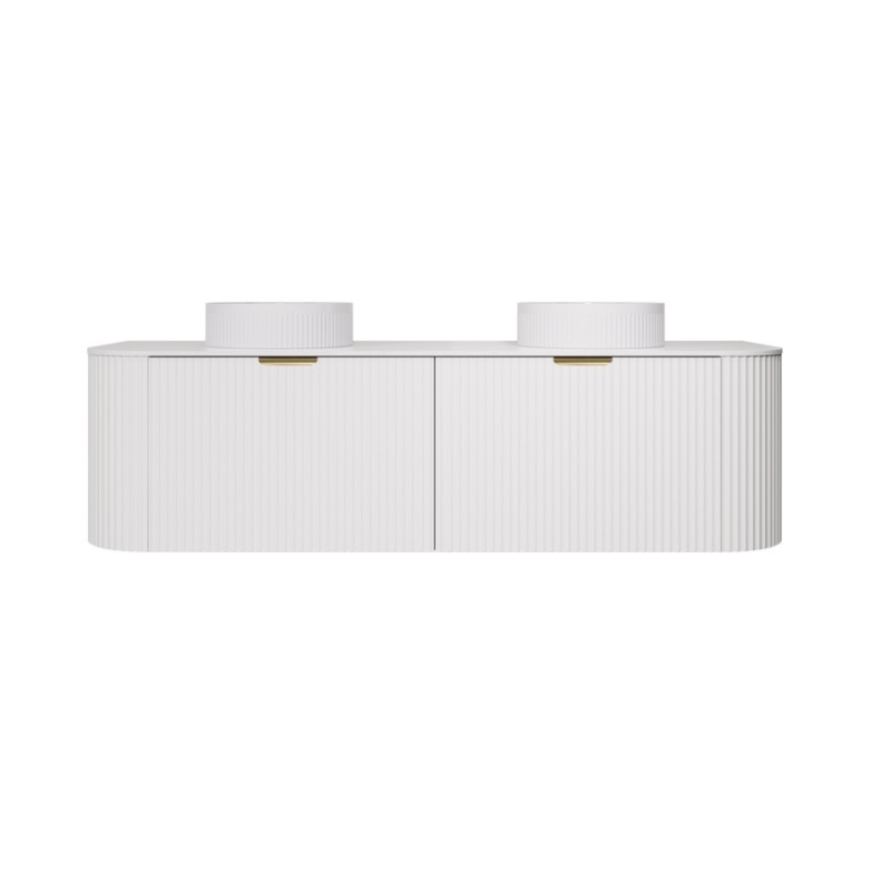 1490X455X400mm Matte White Agena Modern Fluted Wall Hung Vanity PVC Cabinet