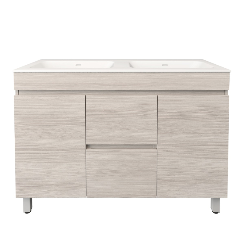 1190X455X710mm Camden Modern Free Standing Cabinet Coastal Oak Soft Closing Finger Pull Doors Middle Drawers