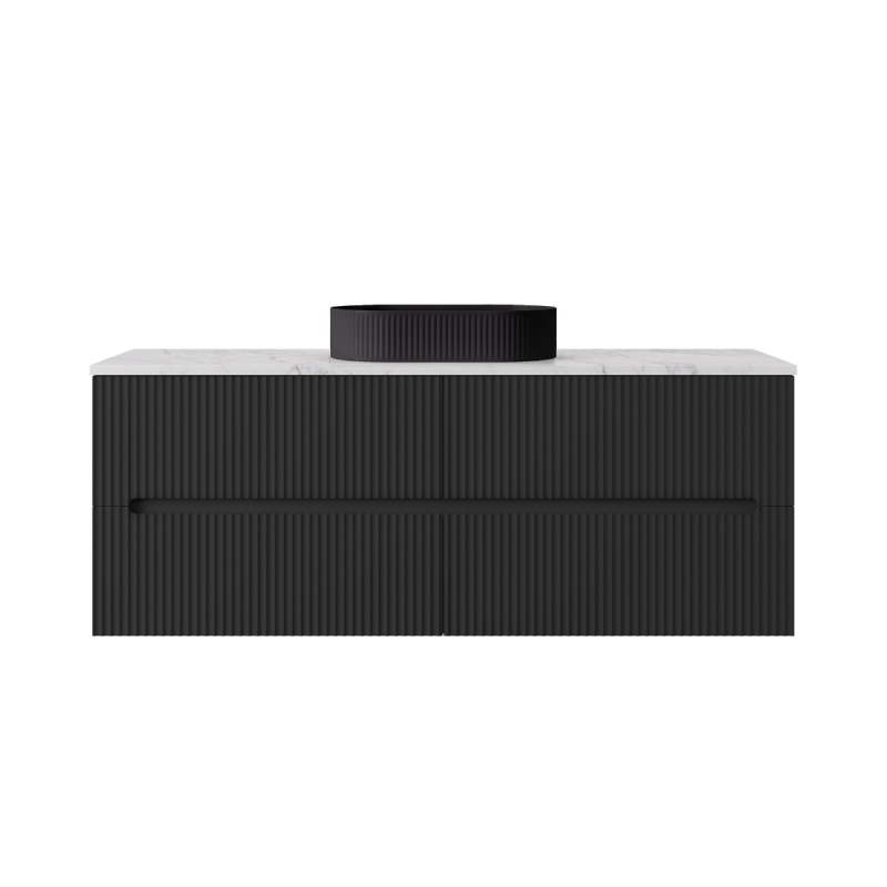 1490*455*540mm Matte Black Cabarita Morden Wall Hung PVC Cabinet For Single Bowl Only