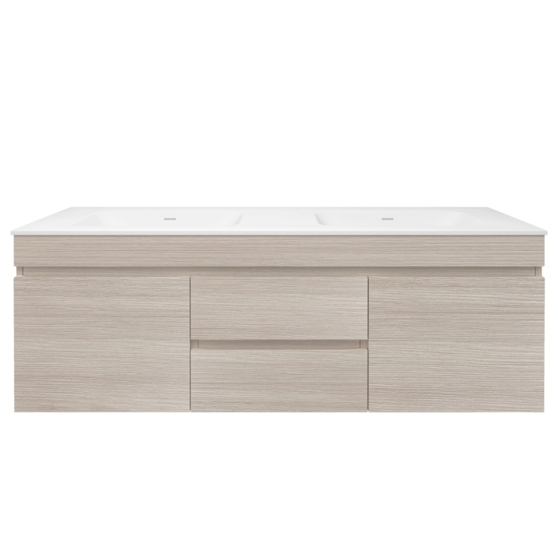 1490X455X500mm Camden Mordern Wall Hung Cabinet Coastal Oak Soft Closing Finger Pull Doors Middle Drawers